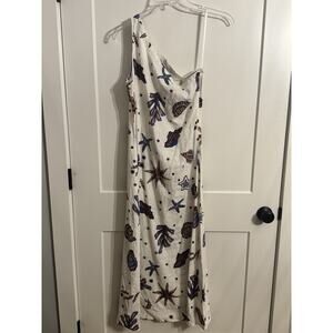 C&C California Linen Blend Tropical Print One Shoulder Maxi Dress Sz S Resort